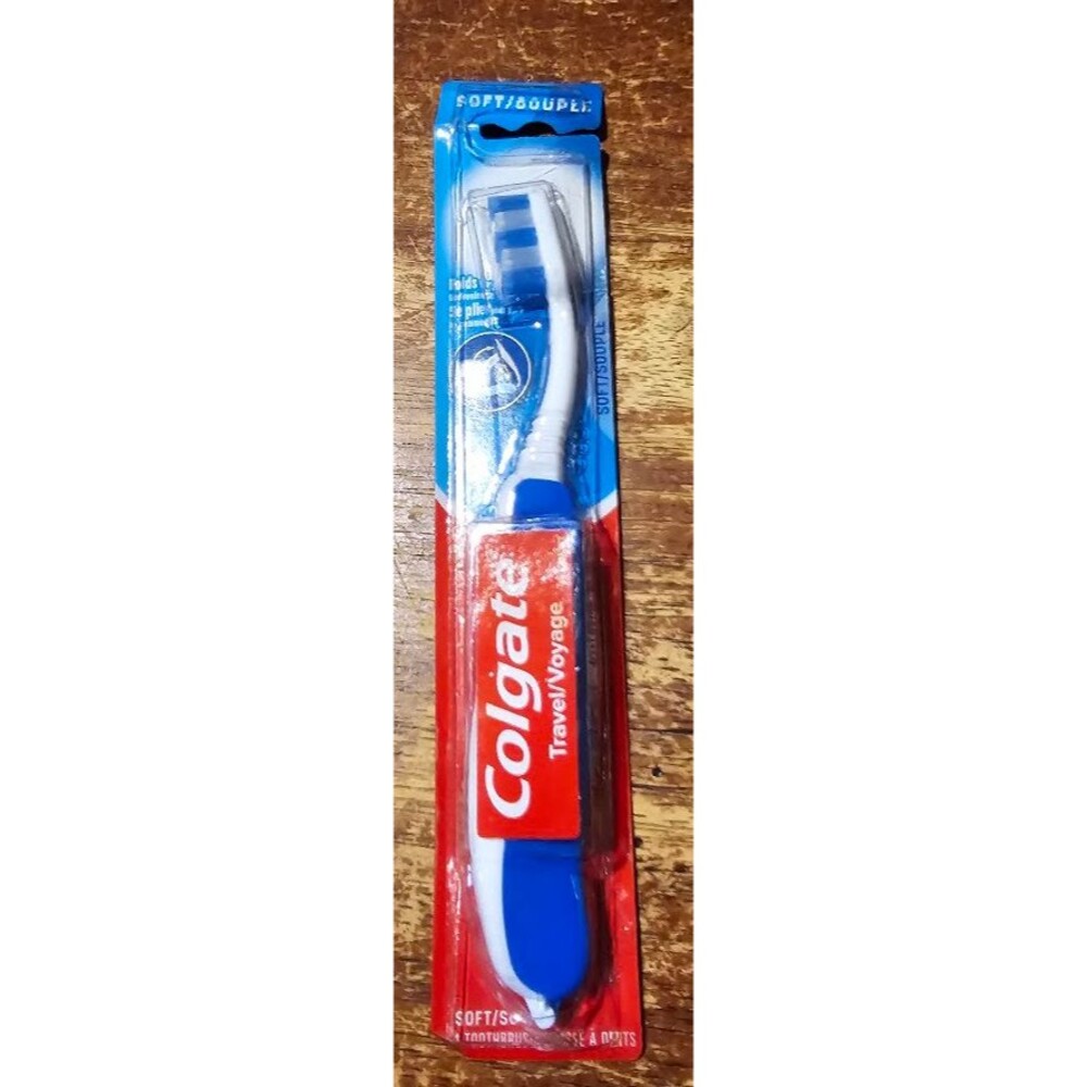 Colgate Travel Voyage 90- folding toothbrush (BLUE Handle) NIB